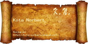 Kota Norbert névjegykártya